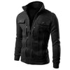 2021 New Men's Stand Collar Sweatshirts Cardigan for Male Fleece Inclined Pocket Jacket  Sweatshirt