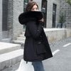 Ailegogo New Winter Jacket Women Large Fur Collar Hooded Parkas Thickness Cotton Padded Overcoat  Size 3XL Snow Outwear