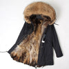 2021 New Big Real Raccoon Fur Collar Real Natural Fur Coat Winter Jacket Long Women Raccoon Fur Liner Hooded Parkas