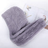 ZDFURS * 2021 new Women Real Knitted Rex Rabbit Fur Hat Hooded Scarf Long Winter Warm Fur Hat With Neck Collar Scarves hat scarf