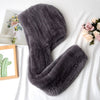 ZDFURS * 2021 new Women Real Knitted Rex Rabbit Fur Hat Hooded Scarf Long Winter Warm Fur Hat With Neck Collar Scarves hat scarf