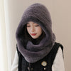 ZDFURS * 2021 new Women Real Knitted Rex Rabbit Fur Hat Hooded Scarf Long Winter Warm Fur Hat With Neck Collar Scarves hat scarf