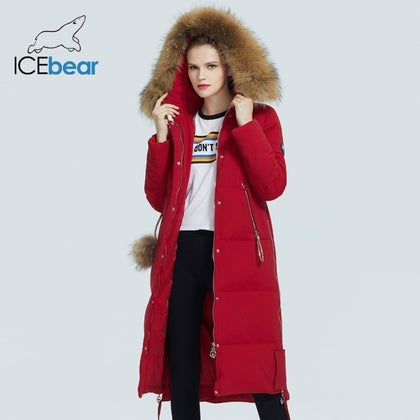 ICEbear 2021  winter women's coat  woman  jacket with fur collar windproof and warm parka fashion women's clothing GWD20263D