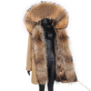 2021 New Big Real Raccoon Fur Collar Real Natural Fur Coat Winter Jacket Long Women Raccoon Fur Liner Hooded Parkas