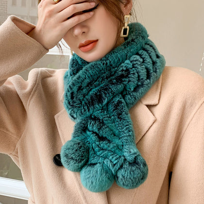 ZDFURS* rex rabbit fur double-sided woven fur scarf women to keep warm in winter real fur collar fur collar