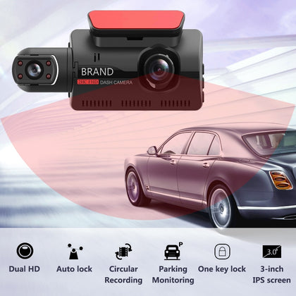 3.0 Inch Recorder Car  2 Lens Car Video Recorder  HD1080P Car Driving Recorder Night Vision Sensor Loop Dash Cam Car Black Box