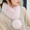 ZDFURS*Korean Style New Fox Fur Scarf Female Winter Warm Real Fur Mufflers Scarfs with 10cm Fox Pompoms Magnet Fashion scarves