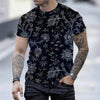 2021 European and American new men's casual round neck short-sleeved digital printing Slim pullover men's T-shirt