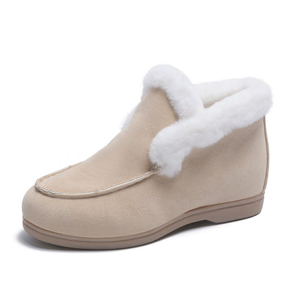 2021 Fashin Ankle Boots For Women Suede-leather Boots Fur Shoes Warm Winter Boots Slip-on Comfortable and Light Snow Boots