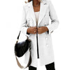 Women Outerwear Autumn Winter Rib Pocket Stand Collar Coat Warm Flannel Jacket Outerwear Long Sleeve Jacket Overcoat Plus Size
