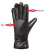 Leather Fur Sheepskin Gloves Fashion Men Winter Autumn Warm Thermal Wool Fleece Snow Mittens Outdoor Five Finger Wrist Gloves