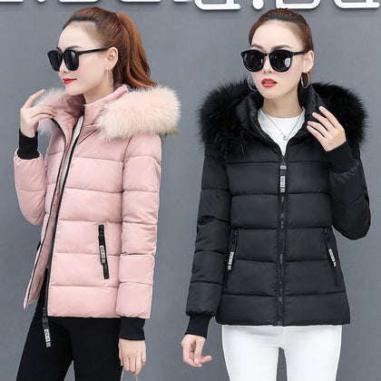 2021 New Winter Parkas Women Jacket Fur Collar Hooded Basic Coat Thicken Female Jacket Warm Cotton Padded Outerwear Plus Size