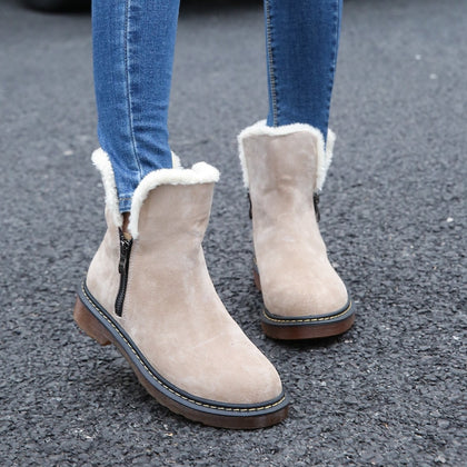 Snow boots basic 2021 square heels winter shoes women boots fashion warm plush solid ankle boots women shoes botas mujer