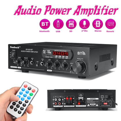 2000W 220V 110V bluetooth Audio Power Amplifier Home Theater Amplifiers amplificador Audio with Remote Control Support FM USB