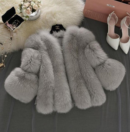 Fox Faux Fur Coat Thick Warm Blue Fox Womens Coats 2020 Fashion Winter Whole Skin Fake Fur Jackets Luxury Flurry Overcoats
