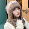 2021 New fashion Women's Winter Warm Rabbit fur HatsTogether With Scarf Female Ear Protector Knit Skullies Beanies Hat