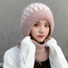 2021 New fashion Women's Winter Warm Rabbit fur HatsTogether With Scarf Female Ear Protector Knit Skullies Beanies Hat