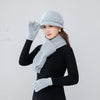 Women's Winter Warm Hat Scarf Gloves 3 Pieces Set Female Elegant Gracefull Keep Warm Winter Set Woll Long Scarf