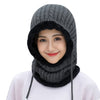 Women Winter Warm Knitted Balaclava Hat Plush Lined Ski Earflap Hood Cap Scarf