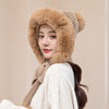Winter Warm Novelty Knitted Fur Scarf Hat Thicken Plush Earflap Cap Russia ski windproof Ear Protection Hood for Women beanies