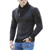 2021 Hot Sale New Autumn Winter Male/Men's Sweater Long Sleeve Scarf Collar  Soft Color Block Slim Fit Casual Sweater Streetwear
