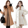 2021 Autumn Winter Women Woolen Jacket New Style Fashion Fur Collar Mid-Long Blends Coat Thicken Double-faced Plush Coat