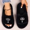 Furry Slides For Women Faux Rabbit Fur Slippers Fluffy Flip Flops Plush House Slippers Non-Slip Flat Sandals Female Home Shoes