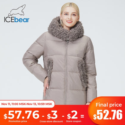 ICEbear 2021 new hooded women's jacket high-quality female clothing fashion windproof and warm brand apparel GWD21517I