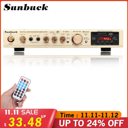 SUNBUCK bluetooth 5 Channel FM 2200W 220V Amplifier with Remote Control Support SD MMC USB LCD Display Audio HiFi Amplifiers