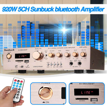 220v 580BT Bluetooth HiFi Amplifiers Home Amp Stereo AV Surround Digital Amplifier FM Karaoke Cinema 5CH Home Theater Amplifiers