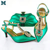 QSGFC 2021 Lastest Noble and Elegangt Fashionable Special Style Ladies Shoes and Bag Set in Green Color for Party and Wedding