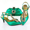 QSGFC 2021 Lastest Noble and Elegangt Fashionable Special Style Ladies Shoes and Bag Set in Green Color for Party and Wedding