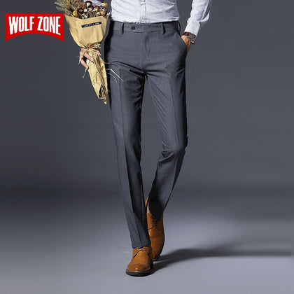 WOLF ZONE Brand Men Pants Casual Mens Business Male Trousers Classics Midweight Straight Full Length Fashion Balck Pant 29-38