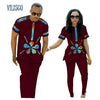 Summer African Print Top and Pants Sets for Couple Clothing Bazin Riche Sweet Flower Patter 2 Pieces Lover Couples Clothes WYQ84