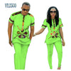 Summer African Print Top and Pants Sets for Couple Clothing Bazin Riche Sweet Flower Patter 2 Pieces Lover Couples Clothes WYQ84