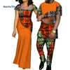 African Dresses for Women Bazin  Mens Shirt and Pants Sets Lover Couples Clothes Print Yarn Dress African Design Clothing WYQ126