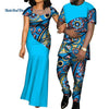 African Dresses for Women Bazin  Mens Shirt and Pants Sets Lover Couples Clothes Print Yarn Dress African Design Clothing WYQ126