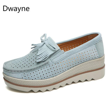 Dwayne Women Flats Platform Loafers Ladies Elegant Genuine Leather Moccasins Shoes Woman Autumn Slip On Casual Women's Shoes