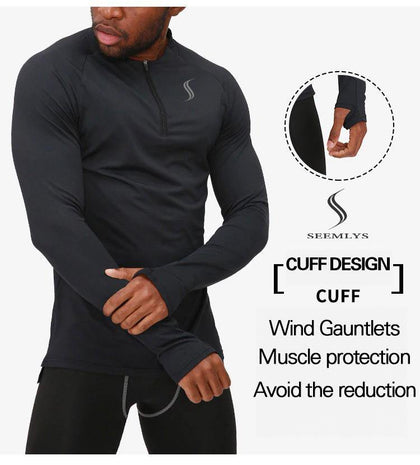 SEEMLYS Dry Fit Compression Shirts Men Winter Fitness Long Sleeves Running Shirt Men Gym T Shirt Football Jersey Sportswear Sport Tight - Surprise store